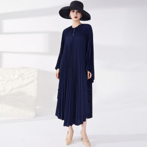 Pleated Dress Womens Design Sense Niche Loose Batwing Sleeve Zsj2026