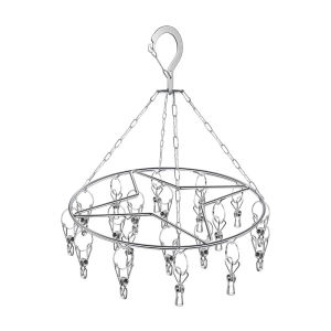 Sock Drying Rack with 20 Pegs Stainless Steel Sock Hanging Rack Swivel Wind-proof Laundry Drip Hanger Foldable Sock Hanger