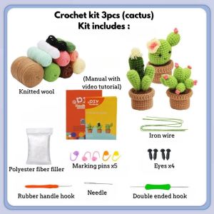 🇸🇬 DIY Crochet Kit Beginner Set Handmade Amigurumi Bee/Lady Bug/ Girl Cute DIY Knitting Set
