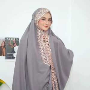 (Gratis Ongkir) Mukena Katun Renda 2 in 1 Dewasa Jumbo Travel Premium Resleting Depan