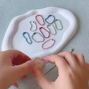 100PCS DIY Colored Ball Bead Chains Keychains Doll Labels Hand Tags Jewelry Accessories Connectors PAZU