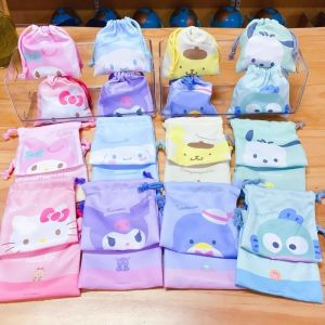 Sanrio Anime Print Drawstring Bag Cartoon Fashion Kuromi My Melody Cinnamoroll Drawstring Bag Portable Travel Storage Bag Girl Gift