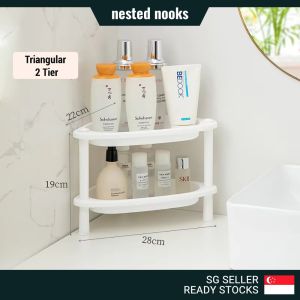 White Compact Minimalist Muji Japandi Style 2 Tier 3 Tier Desktop Storage Rack for Kitchen Spice Rack Bathroom Organizer