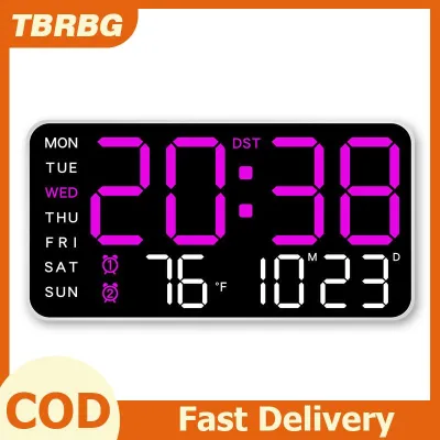🔥🔥🔥TBRBG Lớn Kỹ Thuật Số Đồng Hồ Treo Tường Tuần Ngày Hiển Thị Nhiệt Độ Bằng Giọng Nói Bảng Điều Khiển LED Đồng Hồ Báo Thức Độ Sáng Có Thể Điều Chỉnh 12 24H Đồng Hồ