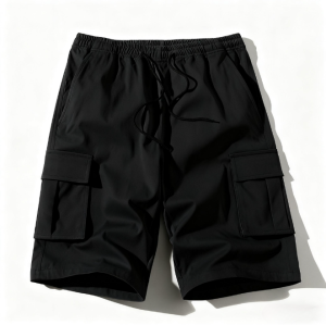 Seluar Cargo Pendek Lelaki Quick Dry Short Pants for Men with Drawstring Waist Multiple Pockets Outdoor Casual Wear