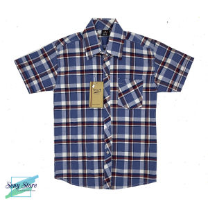 Áo sơ mi trẻ em tay ngắn cho bé trai caro sọc phong cách Hàn dễ phối đồ với kaki quần sọt CKX03 - từ 3 đến 14 tuổi