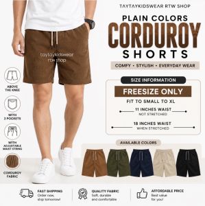 Men’s Corduroy Shorts with 2 side pockets freesize random colors