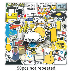 50PCS Cartoon School Graduation Season Vinyl Waterproof Graffiti Sticker For Luggage DIY Decorative Sticker