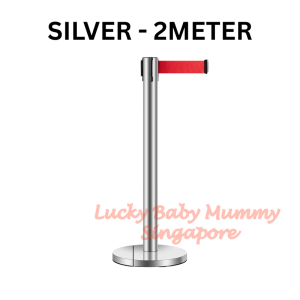 Retractable Queue Pole 2 Meter Stainless Steel Crowd Control Barrier Post【Lucky Home】