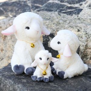 JAYQQ Bell Collar Plush Lamb Toy Sitting White Lamb Lamb Plushie Gifts Soft Texture Sheep Doll Birthday