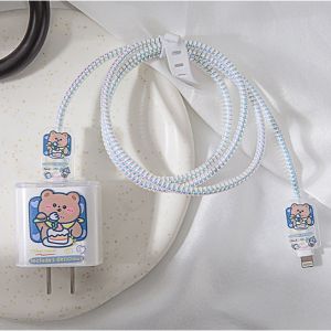 1 Set Pelindung Cover Case Charger Pelindung Charger 18W/20W Pelindung Kepala Charger Silikon Transparan Kabel Data Iphone