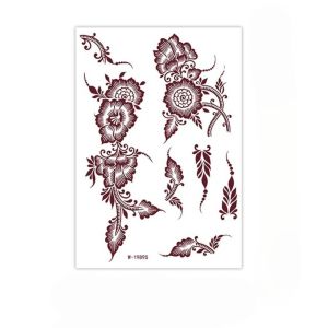 TUS Legs Arm Henna Tattoo Stickers Red Mehndi Stickers Lace Fake Tattoo Body Art Sticker Fashion Waterproof Red Henna Tattoo Decals Women/Lady
