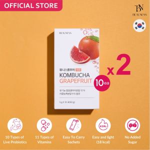 BEAUNESS Powdered Kombucha Drink - 2 BOXES (20 sachets Grapefruit Flavor) Low Sugar Low Calorie