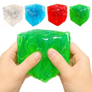 MAELIN Slow Rebound Cheese Pinch Toy Cheese Shaped Transparent Filling Cheese Squeeze Fidget Toy Kneading Joy Soft and Stretchy Cheese Cube Stress Ball Stress Relief
