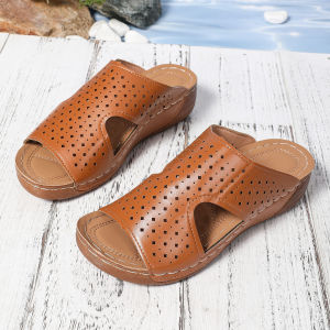 [Free Shipping] New Summer Collection: Thick-Soled Breathable WomenS Sandals With A Hollowed-Out Design Wedge Heel Fashionable And Versatile Beach Shoes