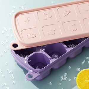 [Eqrbtl] 1Pc 8 Cell Food Grade Silicone Mold Ice Grid With Lid Ice Case Tray Making Mould Ice Storage Box Reusable DIY Kitchen Gadget