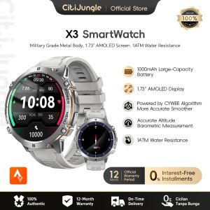 Citijungle X3 Smartwatch - Layar AMOLED 1.72 | 1000mah Baterai | Tahan Air 1ATM | Kompas Barometer | Suara GPT AI | Bodi Serba Logam | Jam Tangan Olahraga