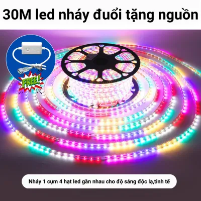 30MĐèn led dây 2835 dây đèn led trang trí nháy đuổi 5M10M15M20M30MTẶNG NGUỒN CHỚP đèn led 1 hàng hắt trầntrang trí decor phòng trang trí tết 2026 quấn cây đào cây quất cây mai chống nước