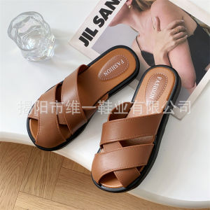 Free Shipping Baotou WomenS Summer PVC Slip-On Sandals New Retro Casual Flat Sandals