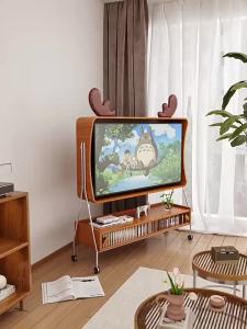 Modern minimalist small apartment TV stand for living room and bedroom 55/65-inch r floor-standing movable high-leg TV cabinet
