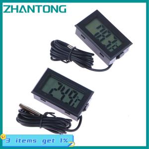 ZHANTONG เครื่องวัดอุณหภูมิดิจิตอล LCD 1ม. พร้อมโพรบกันน้ำเซลเซียส ฟาเรนไฮต์เซ็นเซอร์อุณหภูมิสำหรับตู้เย็นตู้ปลา