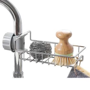 Stainless Steel Faucet Rack Kitchen Bathroom Sink Storage Shelves Dishcloth Sponge Drain Rack