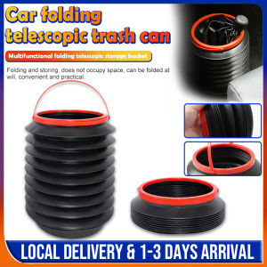 4L Multifunctional Foldable Mini Trash Bucket Round Leak Proof Magic Bucket Trash Can with Lid Barrel Telescopic Fishing Bucket Folding Telescopic Storage Bucket Household Outdoor Car Supplies
