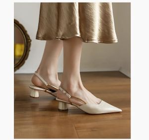 Korean Pointed Toe Block Heel Sandals For Women Temperament Sandals With Heels Fashion Sandals For Women Formal Attire Elegant 5CM