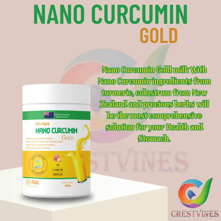 Crestvines Nano Curcumin Gold 400g per Can Stomach Ulcer Acid Reflux