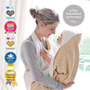 Cuddledry ผ้าเช็ดตัวใยไผ่พรีเมี่ยมสำหรับทารก สีโอ๊ตมีล (Cuddledry Hands-Free Baby Towel Oatmeal)