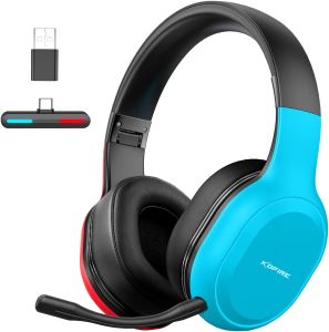 Picun KOFIRE UT-01 Wireless Gaming Headset with Dual Dynamic EQ Vibration Driver Units USB-C to USB-A Adapter for Nintendo Switch PS5/PS4 2.4GHz Ultra-Low Latency Bluetooth 5.0 Headphones with Removable Microphone for PC Phone Laptop TV