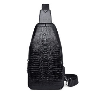 Crocodile Pattern Chest Bag Mens Fashion Brand Large Capacity Shoulder Bag Casual Trend Personalized Messenger Bag Small Backpack