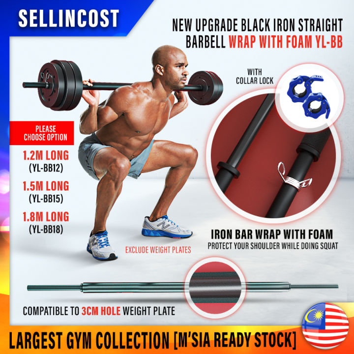 SellinCost Straight Barbell Bar with Foam Gym