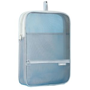 LIFE SHOPS Thickened Mesh Zipper Pouch Bag Large Capacity Portable Transparent File Holder Multifunctional Handle File Pockets Students