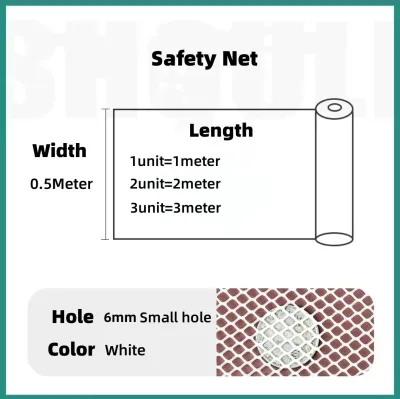 【READY STOCK】0.5m/1m Width Safety net balcony Plastic Safety Net Plastik Jaring Pagar Halang Kucing Baby Masuk white black color塑料安全网