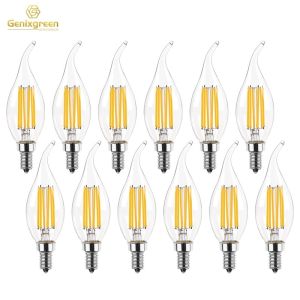 E12 E14 Candelabra Base Dimmable LED Chandelier Light Bulbs 6W C35 Decor Candle Flame Shaped 2200K 6000K Daylight 60W Equivalent