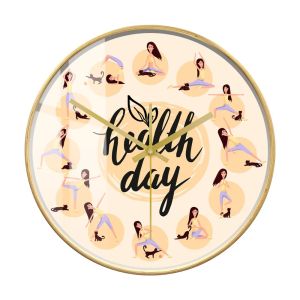 Sacesr Gymnastics Exercise Wall Clock For Gymnast Girls Living Room Health Wall Art Home Decor Yoga Studio Haning Silent Clock Watch J6H9P