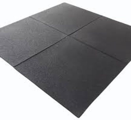 Fitness I Gym Hard Rubber Mats Floor Tile Mats 1m x 1m 15mm Black/Black