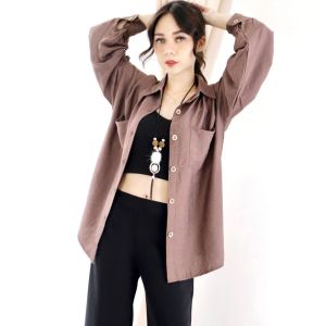 KLOWI-KEMEJA WANITA LINEN-KEMEJA JUMBO-KEMEJA KERJA WANITA-KEMEJA OVERSIZE WANITA-BAJU ATASAN KEMEJA