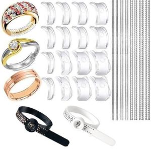 SALOMONER 15/26Pcs Silicone Ring Size Adjusters Transparent Invisible Design Ring Guards for Loose Rings Reduce Size Clip Design Ring Spacers Loose Rings