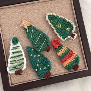 GCZ13 Woolen Yarn Christmas Hair Clip Handmade Soft Christmas Tree Hairpin Fashion Star Knitted Xmas Barrettes Christmas