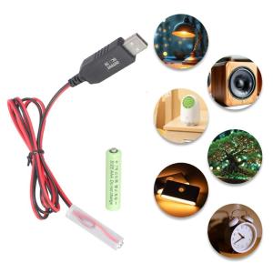 USB Power Converters Boost Eliminators Replace 2pcs 1.5V 3A Connect for LED Light Remote Control