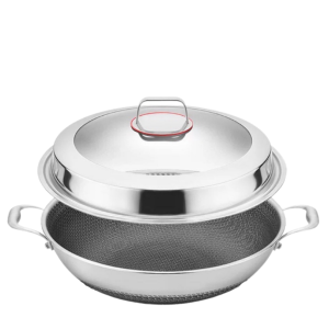 KATA Double Ear Handhold 316 Stainless Steel Honeycomb Pan Non-Stick Wok
