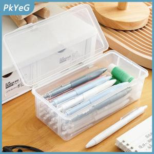 PkYeG 1PC công suất lớn nhựa hộp bút chì Stackable mờ rõ ràng bút chì Hộp văn phòng vật tư lưu trữ tổ chức hộp