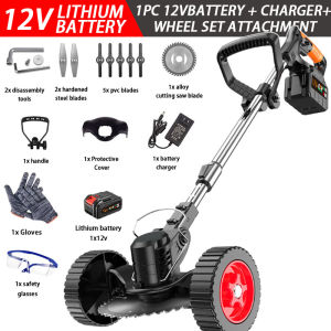 Cordless Lawn Mower 48V/24V/12V Rechargeable Lithium Battery Electric Grass Cutter Trimmer Brush Cutter Weed Adjustable Multifunction Home Garden Trimmer Tool