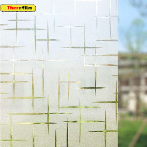 Frosted Window Film Sticker Privacy Glass Films for Windows & Doors No Glue Static Decorative Window Glass Sticker for Home Kitchen Office UV Protection 3D Cross Pattern
