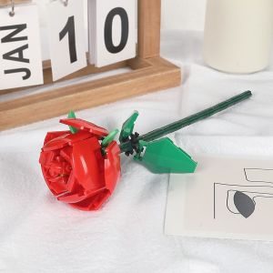 Mainan Bunga Buket Mawar Merah Blok Bangunan DIY Kreatif Untuk Mainan Anak Perempuan