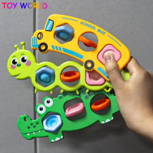 3pcs Kids Baby Sensory Toys Pop It Fidget Toy Simple Dimple Cute Crocodile School Bus Caterpillar Sensory Push Bubble Educational Toys for Children