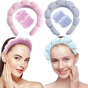 2026 Hot Sale [ Shipped from China ] Fluffy towel sponge three-piece set sweat-absorbing wristband set womens face wash headband hair accessory hair ornament B3