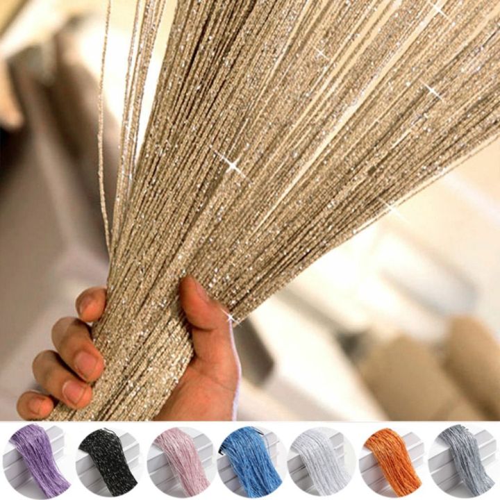 Window Screen Color Choices DESTR Tassel Window Curtains Room Divider Net Glitter String Curtain ...